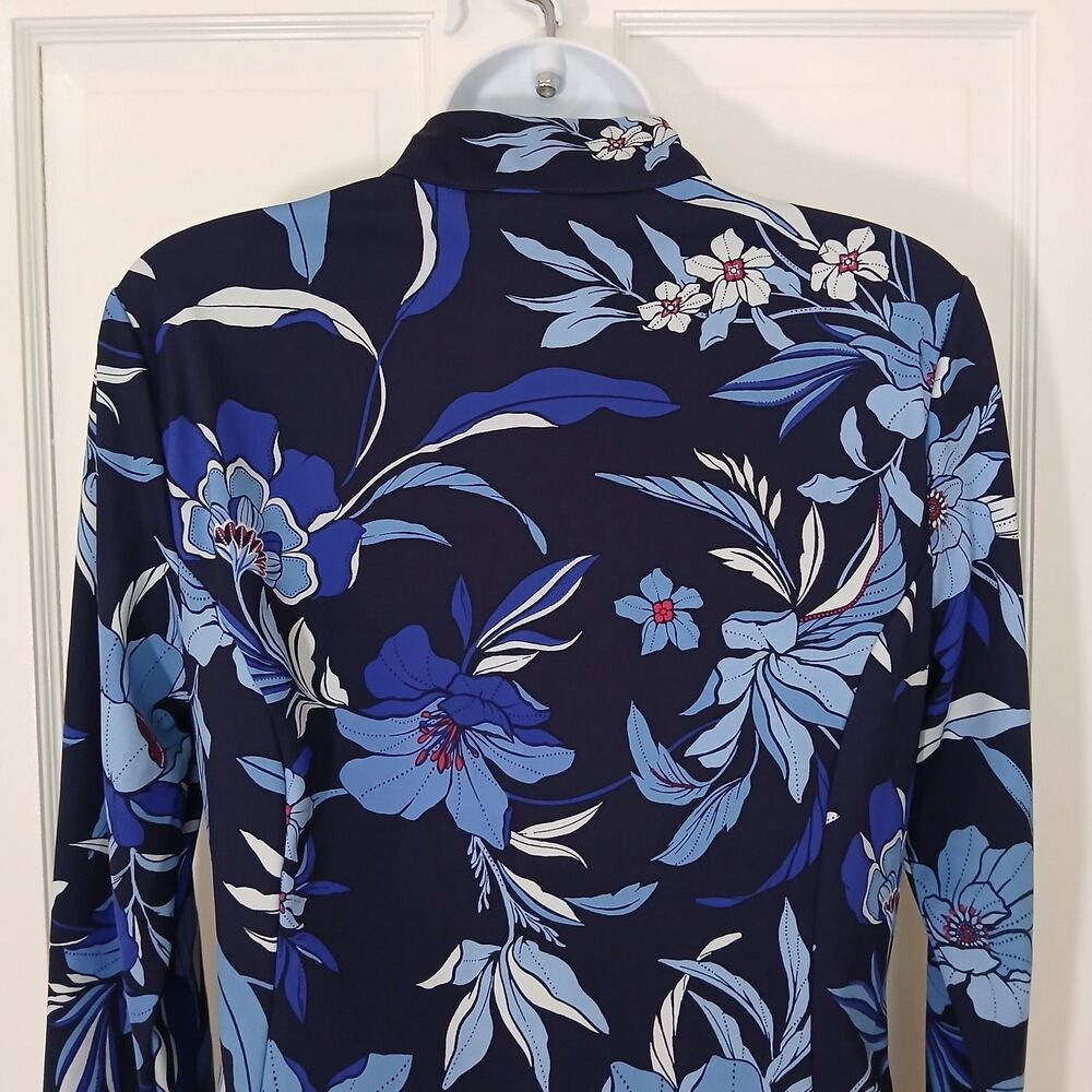Tommy Bahama Everyday Active 1/4 Zip Pullover Women’s M Blue Floral Thumbholes - Picture 7 of 16